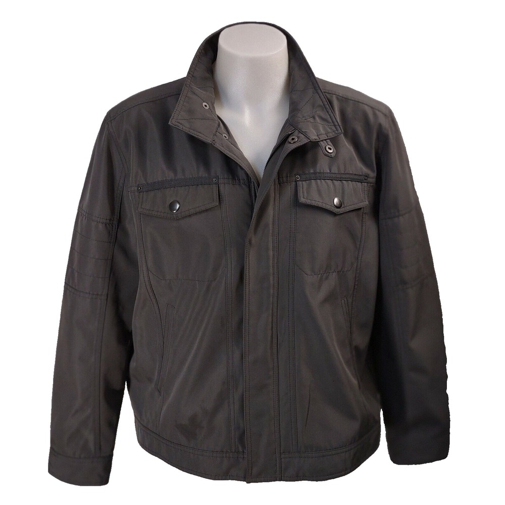 Kenneth Cole Reaction Jacket XL Mens Streetwear Grey Moto Utility Edgy Norm Core